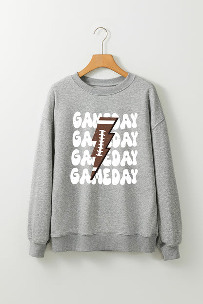 Sweat-shirt gris à imprimé GAME DAY Lightning Rugby Football
