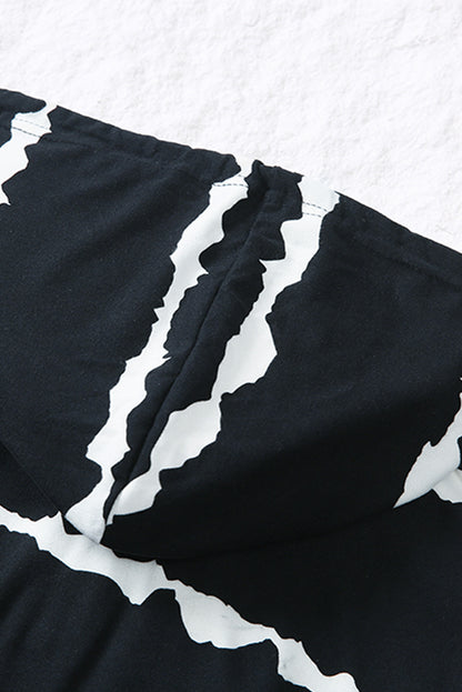 Sudadera con capucha de manga larga con botones y cordón a rayas