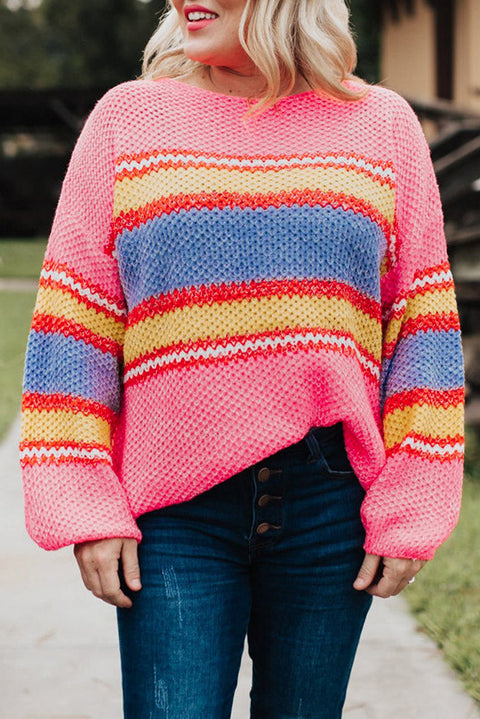 Plus Size Stripe Oversized Sweater