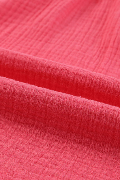 Chemisier texturé à manches flottantes et col à volants 