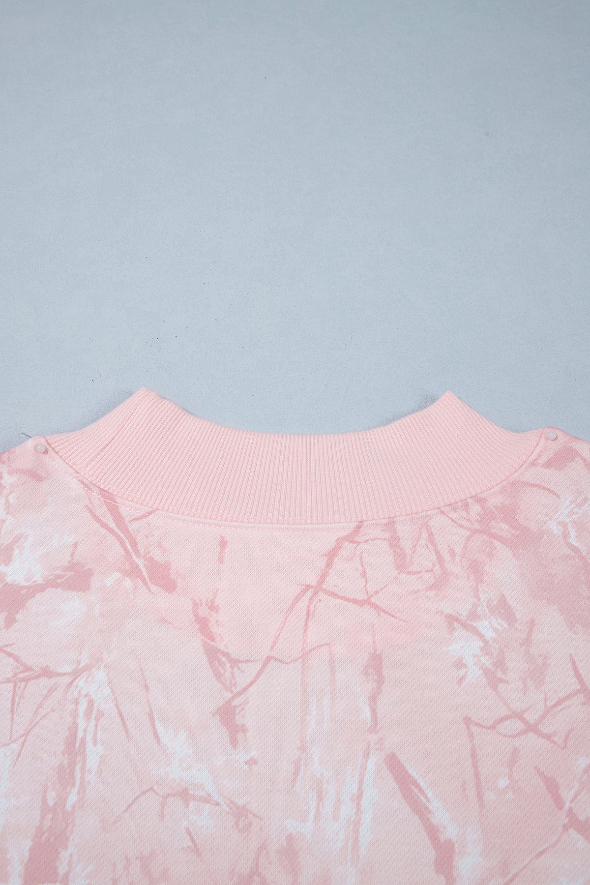 Pink Camouflage Print Stand Neck Long Sleeve Regular Fit Plus Size Set