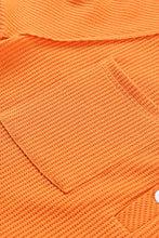Buttoned V Neck Drop Shoulder Waffle Knit Top