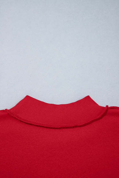 Fiery Red Saved By Grace Embroidered Detail Letter Graphic High Neck Sweatshirt