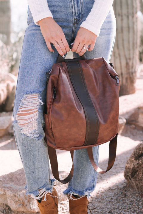 Multifunctional Retro Faux Leather Backpack