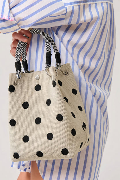 White Polka Dot Rope Handles Durable All Seasons Tote Bag