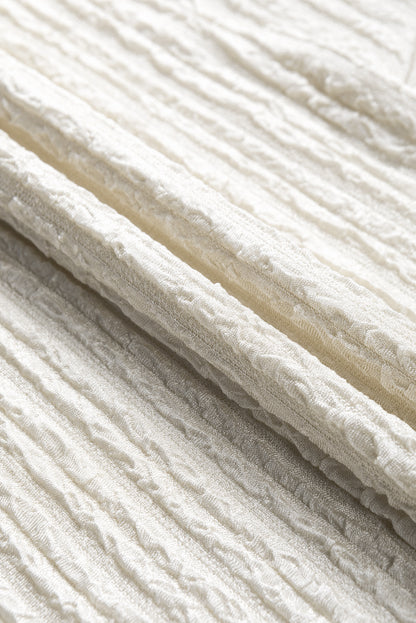 T-shirt kaki pâle texturé à manches larges et col en V