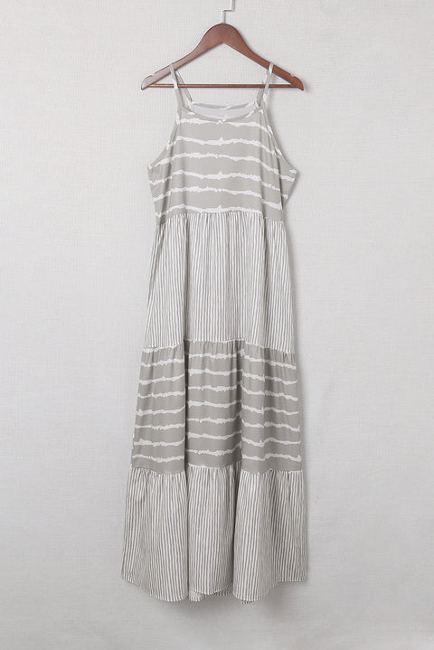Striped Spaghetti Strap Long Dress
