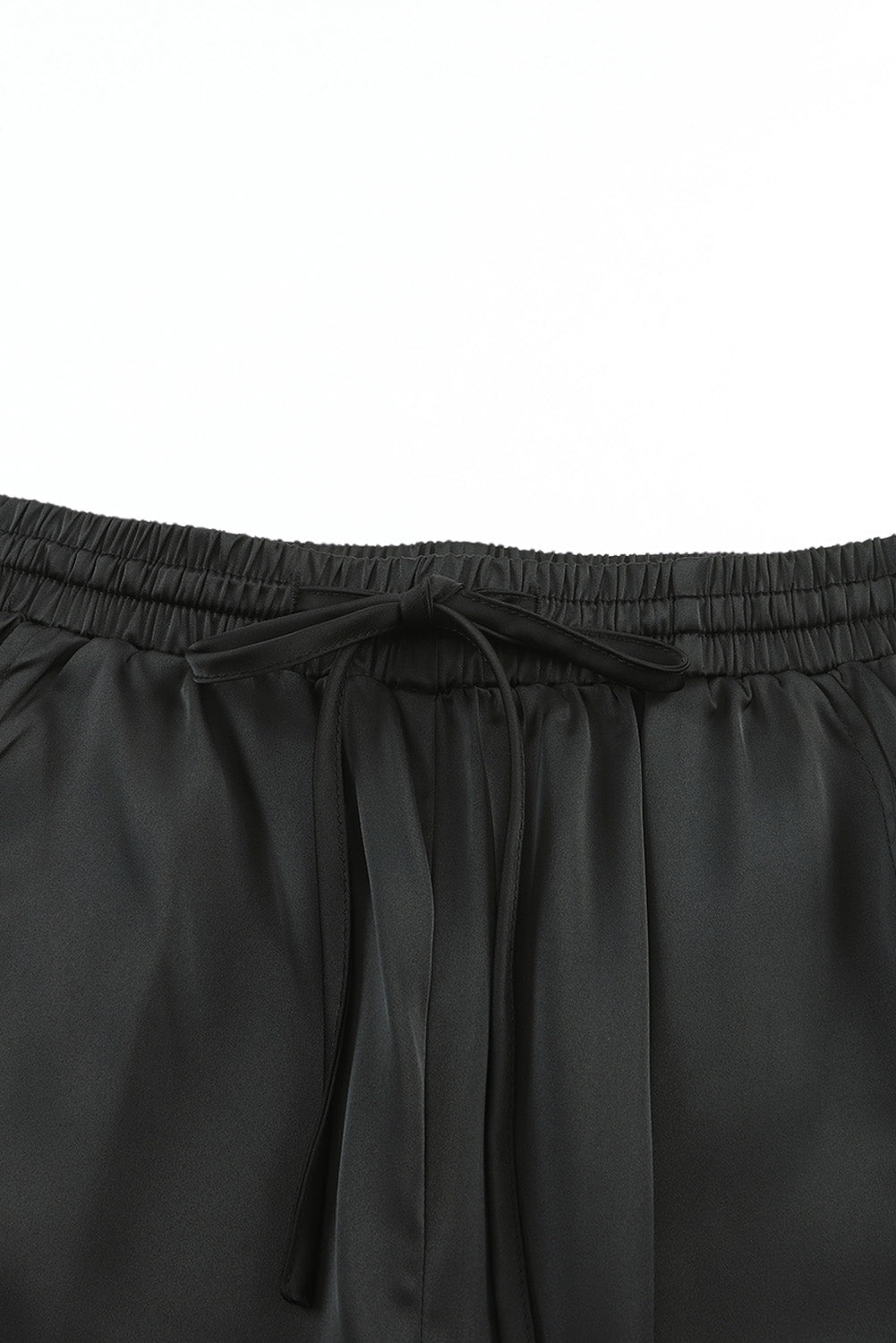 Satin Pocketed Drawstring Elastic Waist Pants