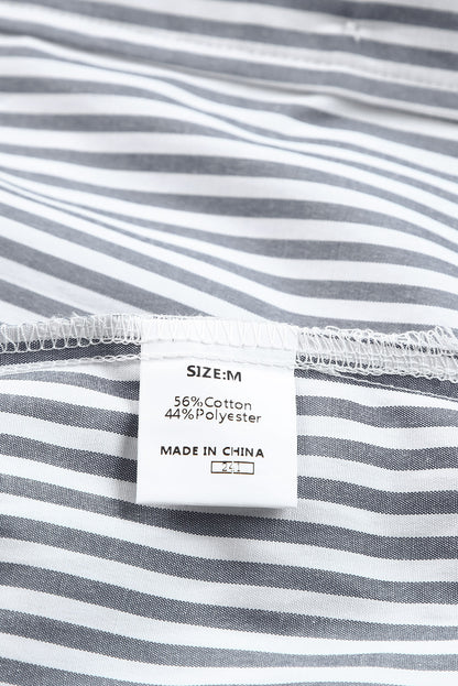 Camisa de manga larga con botones y bolsillos a rayas