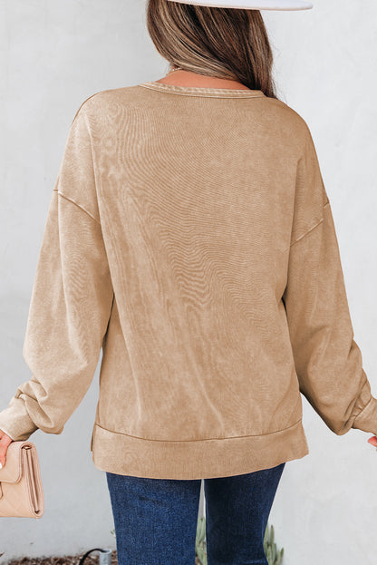 Orchid Bouquet Mineral Wash Big Bow Patchwork Pullover Sweatshirt
