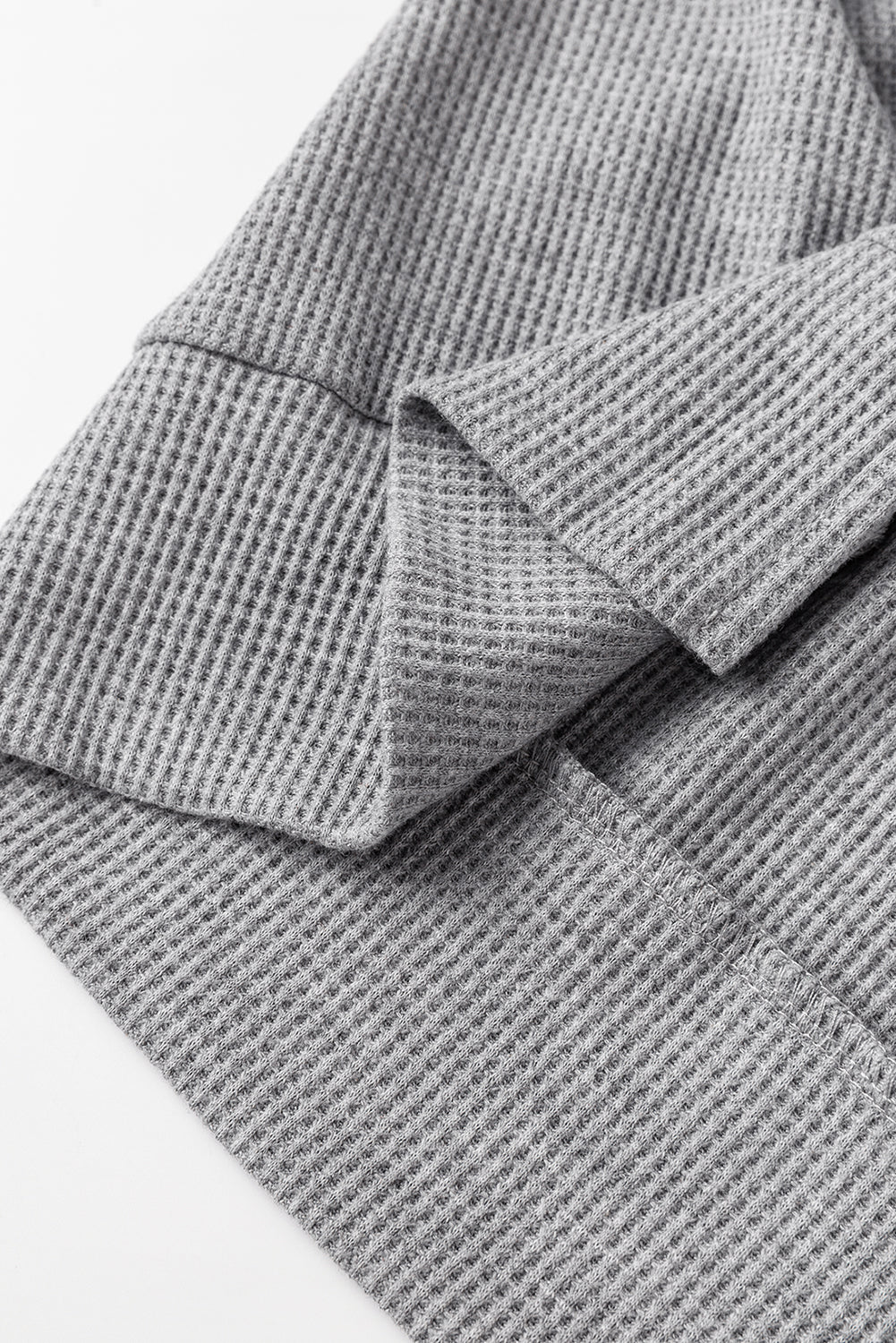 Sweat à capuche surdimensionné gris en tricot gaufré doublé polaire