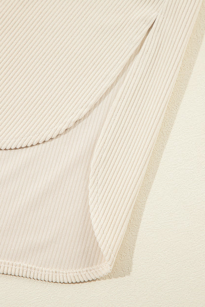 Veste-chemise à capuche surdimensionnée en velours côtelé beige contrasté