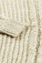 Beige V Neck Loose Knit Sweater