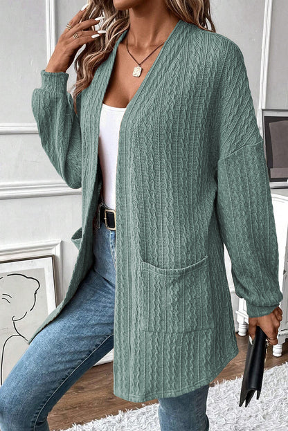 Cardigan ouvert sur le devant en tricot texturé Canton avec poches latérales