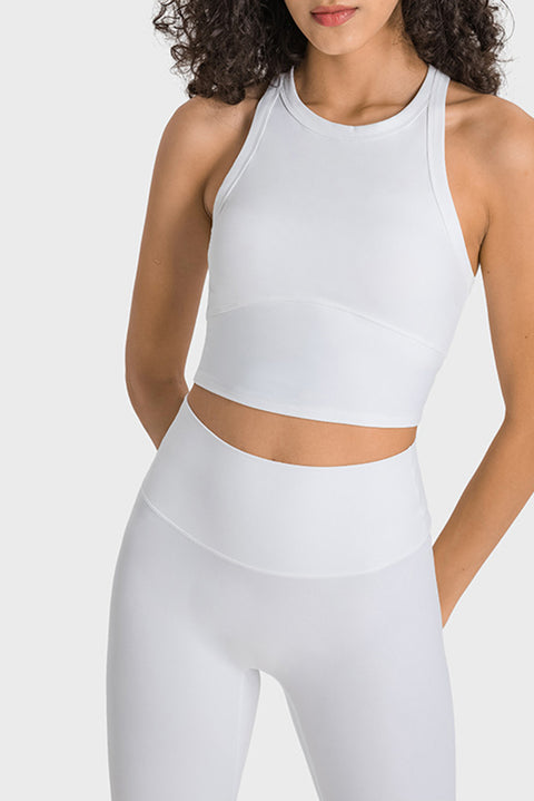 White Supportive Racerback Cropped Workout Tank Top