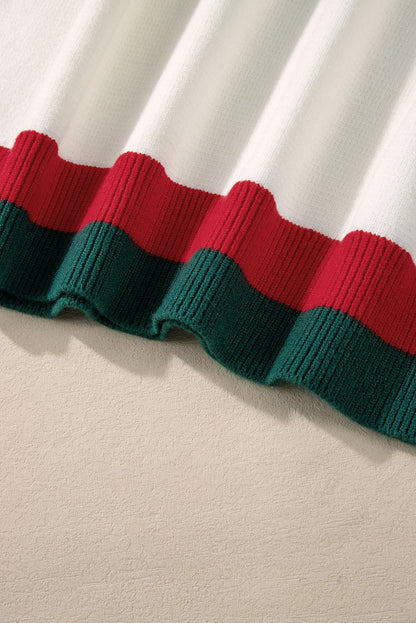 Pull grande taille à épaules tombantes et bordures colorblock à motif Holly Jolly et guirlandes blanches