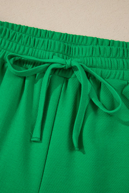 Ensemble t-shirt ras du cou et short texturés bicolores vert vif