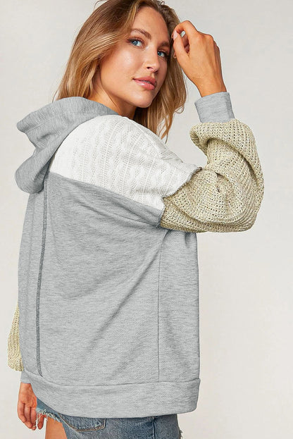 Sweat à capuche patchwork gris colorblock 