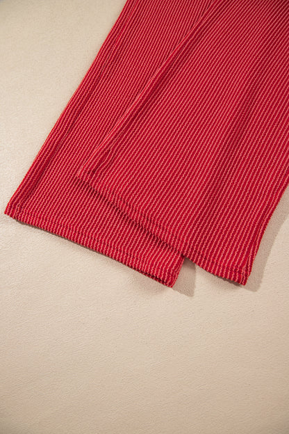 Racing Red MERRY Corded Long Sleeve Top and Pockets Pants Set