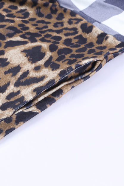 Plaid Patchwork Cowl Neck Sweatshirt