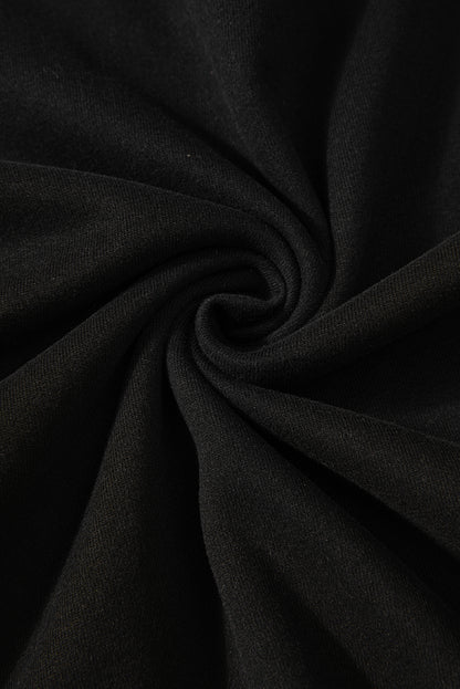 Sweat-shirt noir uni à col rond et ourlet haut-bas