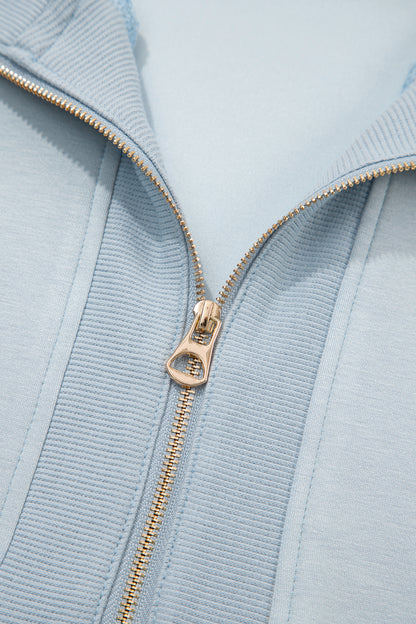 Beau Blue Half Zip Polo Tee Casual Pant Set