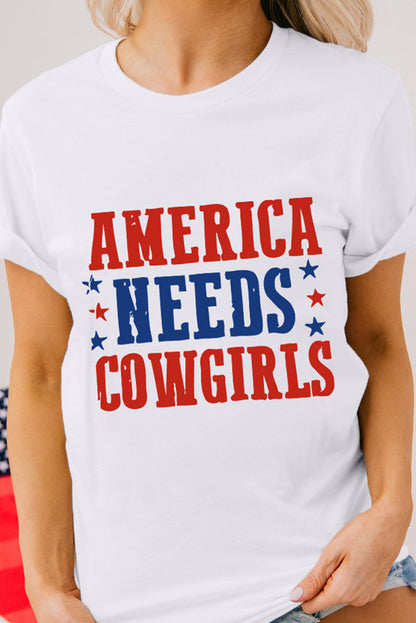 T-shirt ras du cou graphique « L'Amérique blanche a besoin de cowgirls »