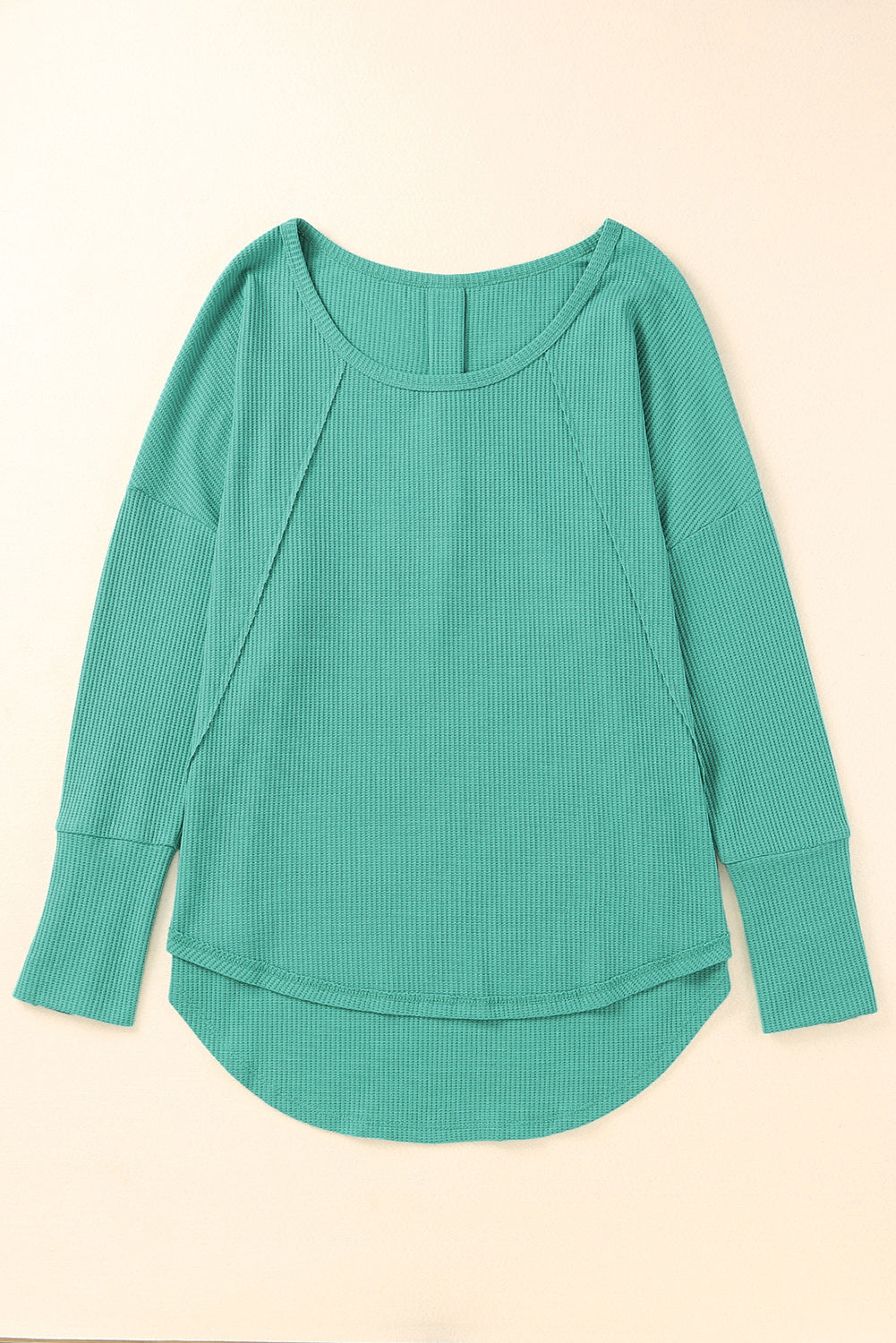 Waffle Knit Splicing Buttons Long Sleeve Top