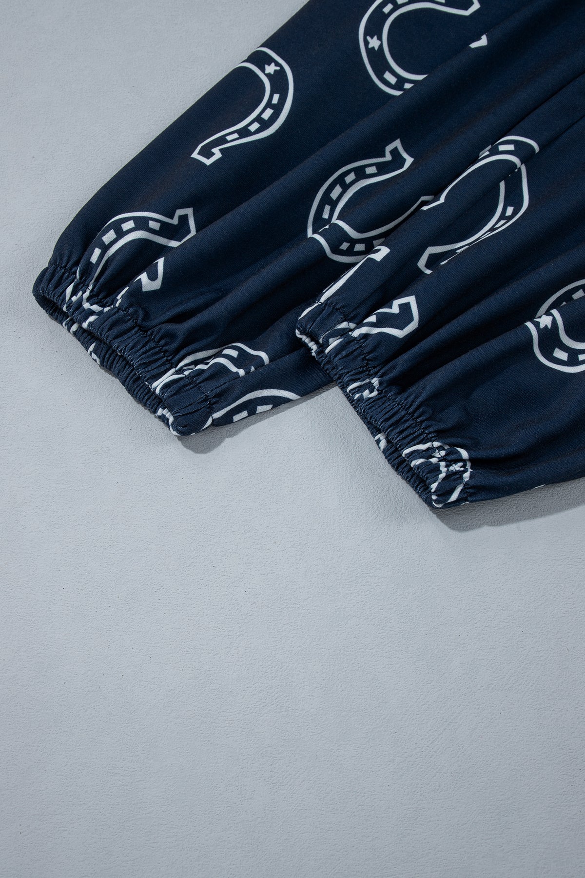 Blue Western Print Elastic Waist Pocket 2pcs Pant Set