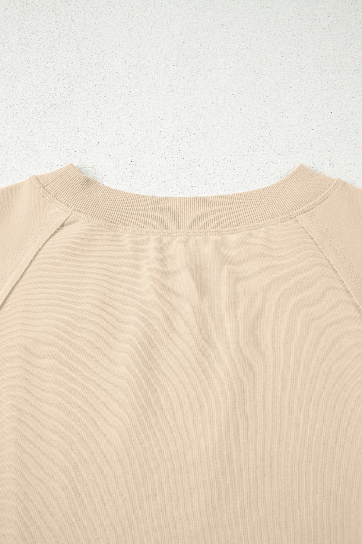 Beige Solid Color Raw Seam Patchwork Baggy Sweatshirt