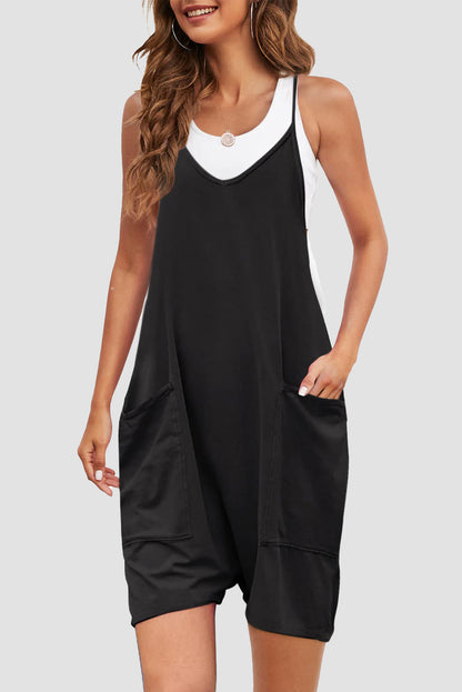 Combinaison droite à bretelles spaghetti réglables et poches