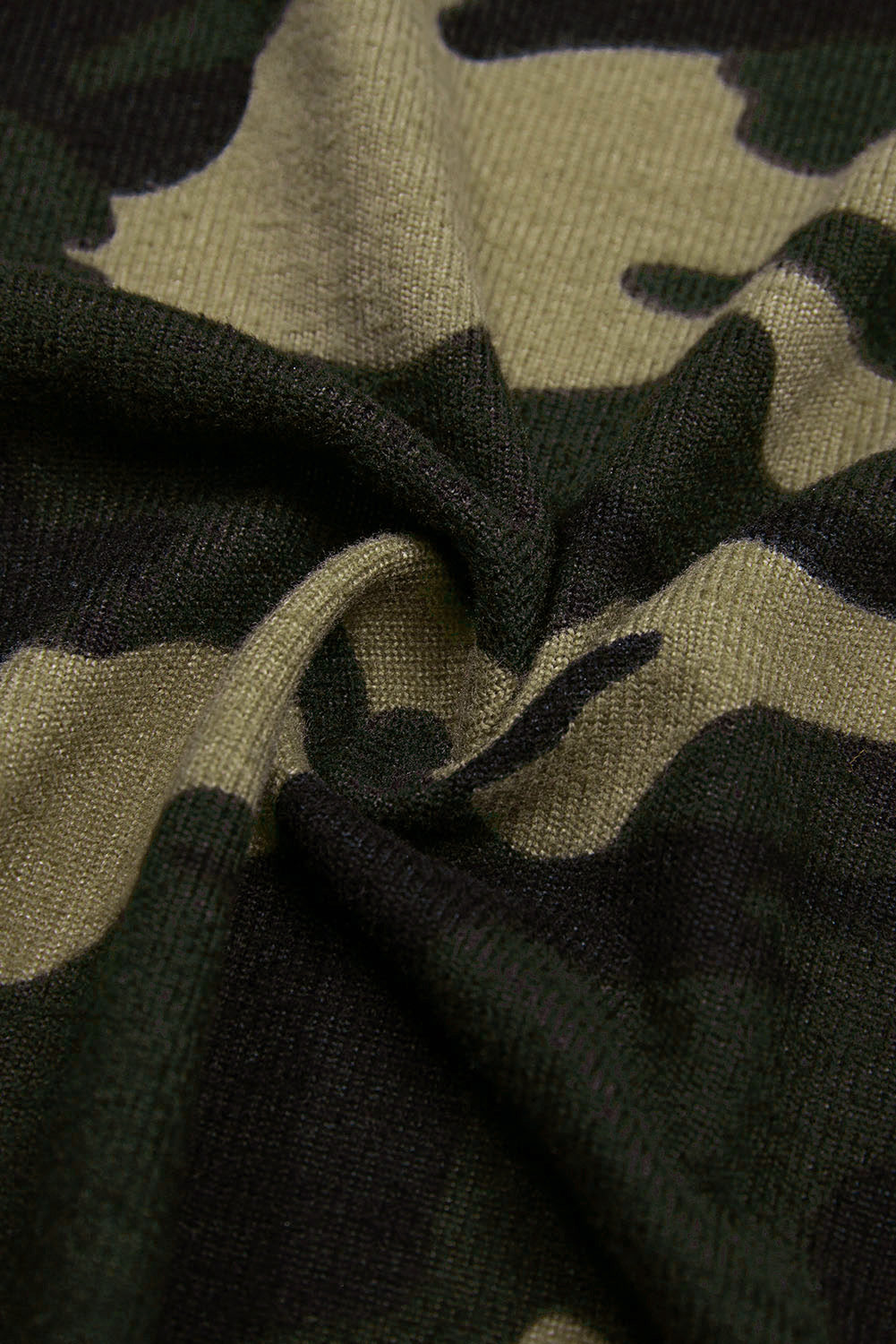 Cardigan long à imprimé camouflage vert