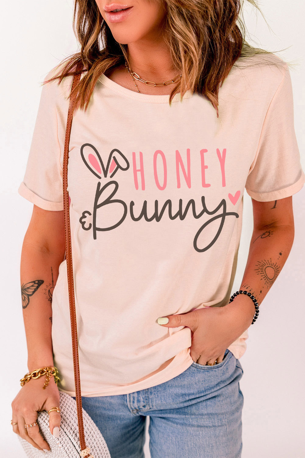 T-shirt à manches retroussées HONEY Bunny Graphic