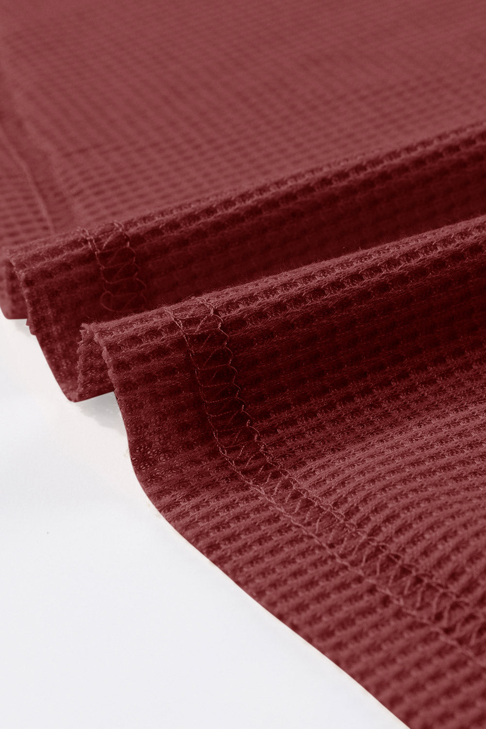 Top de manga larga con botones de punto tipo gofre marrón 