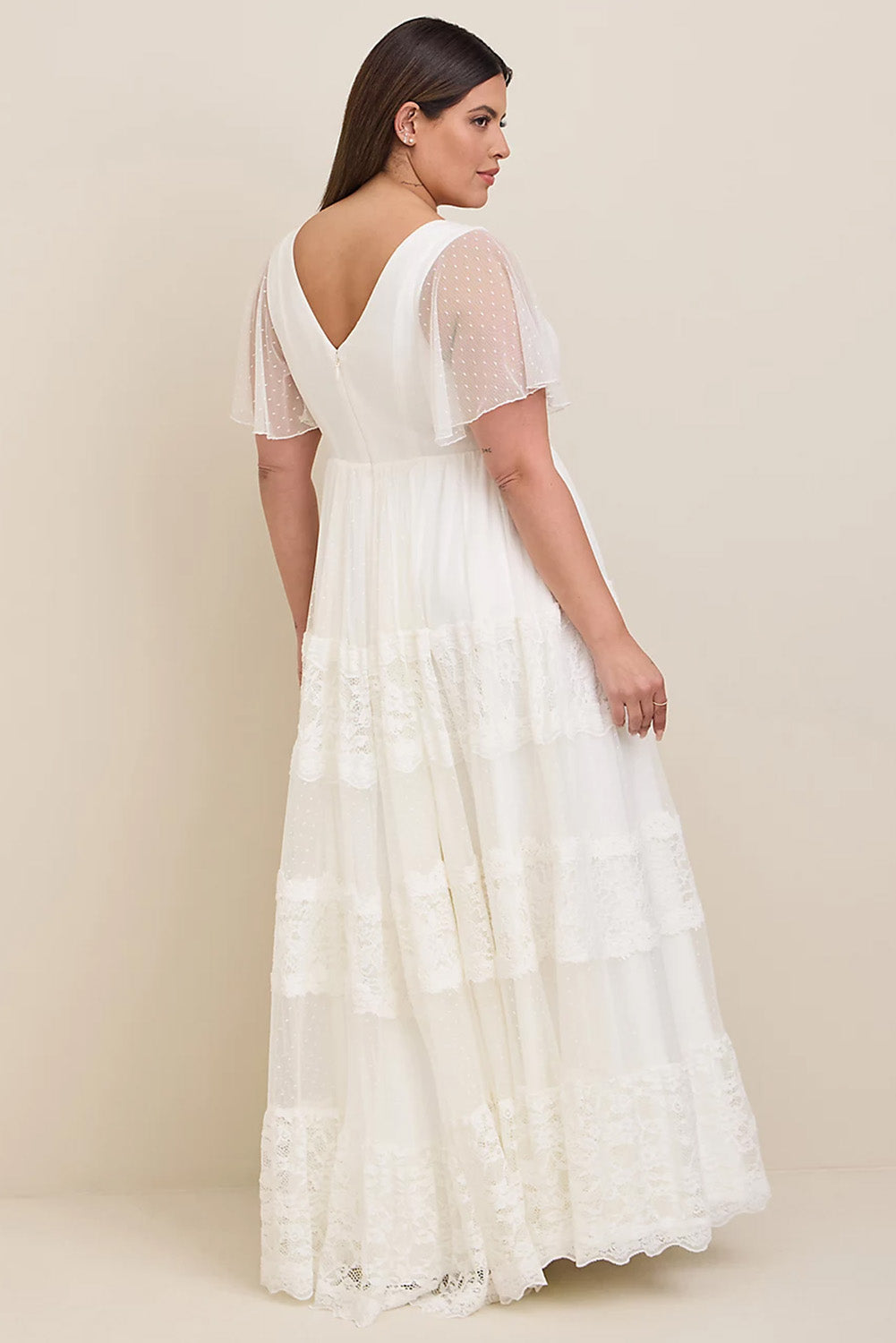 Plus Size Lace A-line Boho Wedding Dress