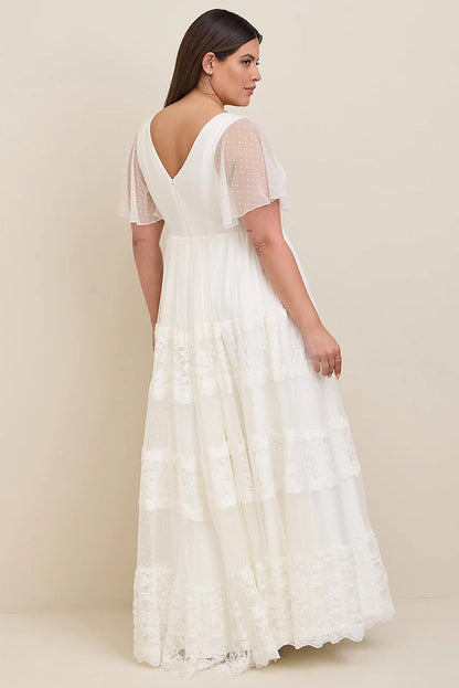 Plus Size Lace A-line Boho Wedding Dress