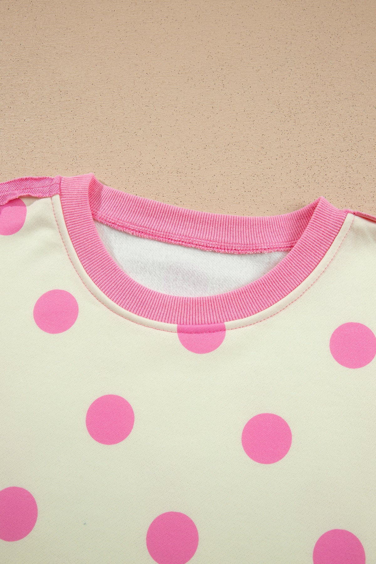 Yellow Polka Dot Contrast Patchwork Round Neck Baggy Sweatshirt