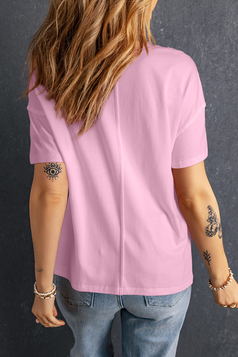 T-shirt ample patchwork étoiles roses