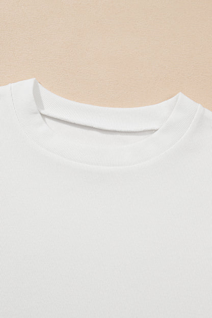 Haut à manches florales contrastées blanches Ricrac