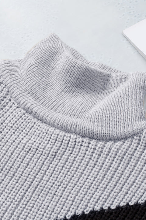 Color Block Drop Shoulder Turtleneck Sweater