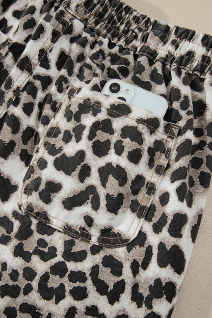 Black Leopard Print Drawstring Jogger Jeans