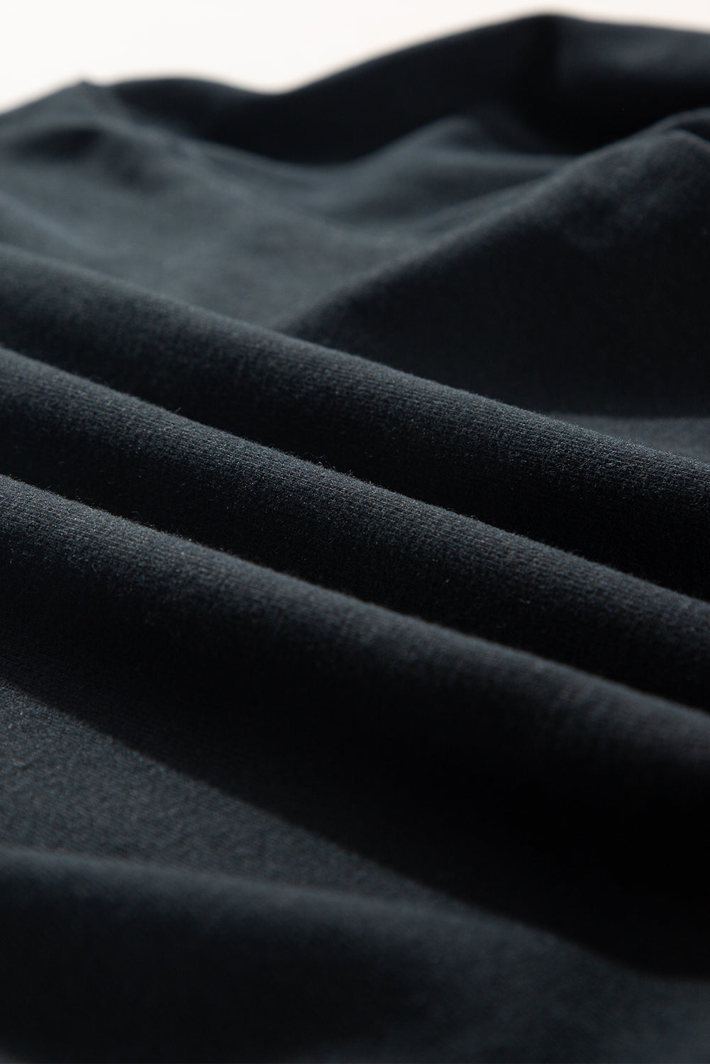 Black Plain Drop Shoulder Crewneck Pullover Sweatshirt