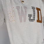 Gray WWJD Mixed Pattern Embroidered Patch Graphic Mock Neck Sweatshirt