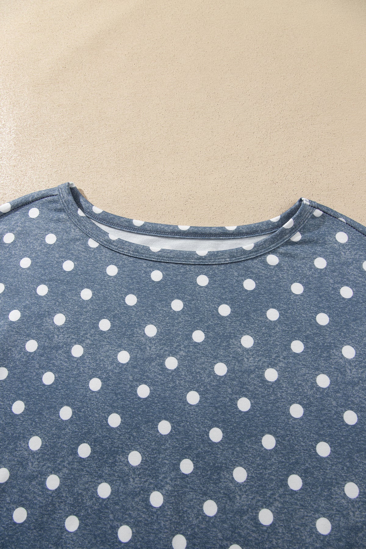 Gray Polka Dot Long Sleeve Top Drawstring Shorts Loose 2pcs Set
