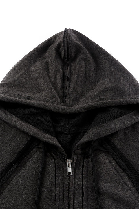 Solid Color Oversized Zip Up Hoodie with Pockets