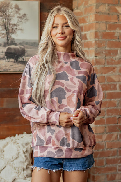 Multicolour Camouflage Western Style Pullover Sweatshirt