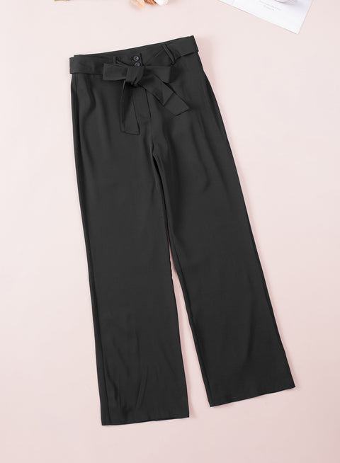High Waist Front Tie Flared Pants