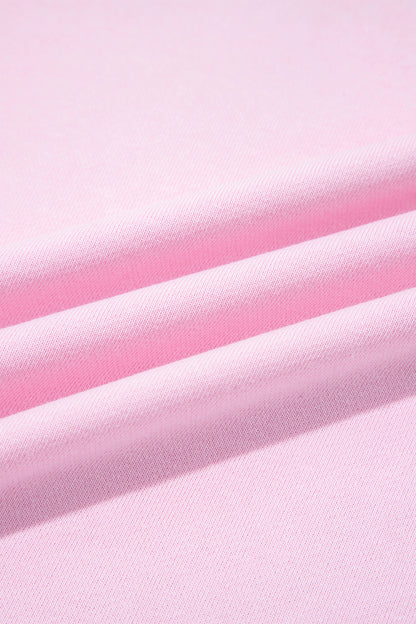 Pink Colorblock Trim Crewneck Long Sleeve Pullover Sweatshirt