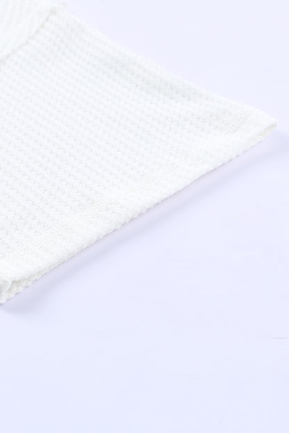 Waffle Knit Drop Shoulder Loose Top