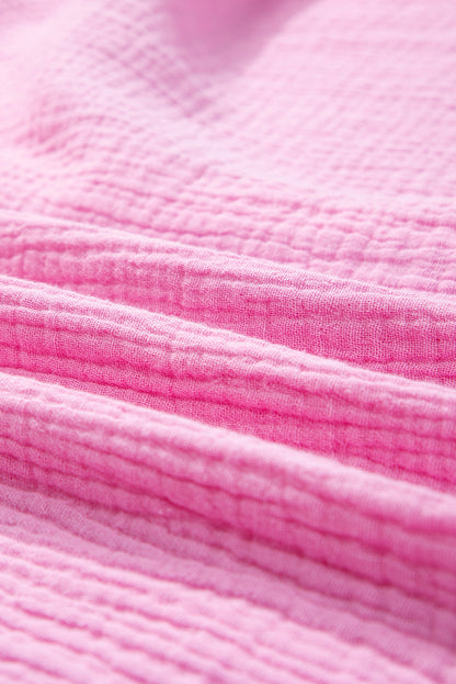 Chemise froissée à manches bouffantes de couleur unie Bonbon